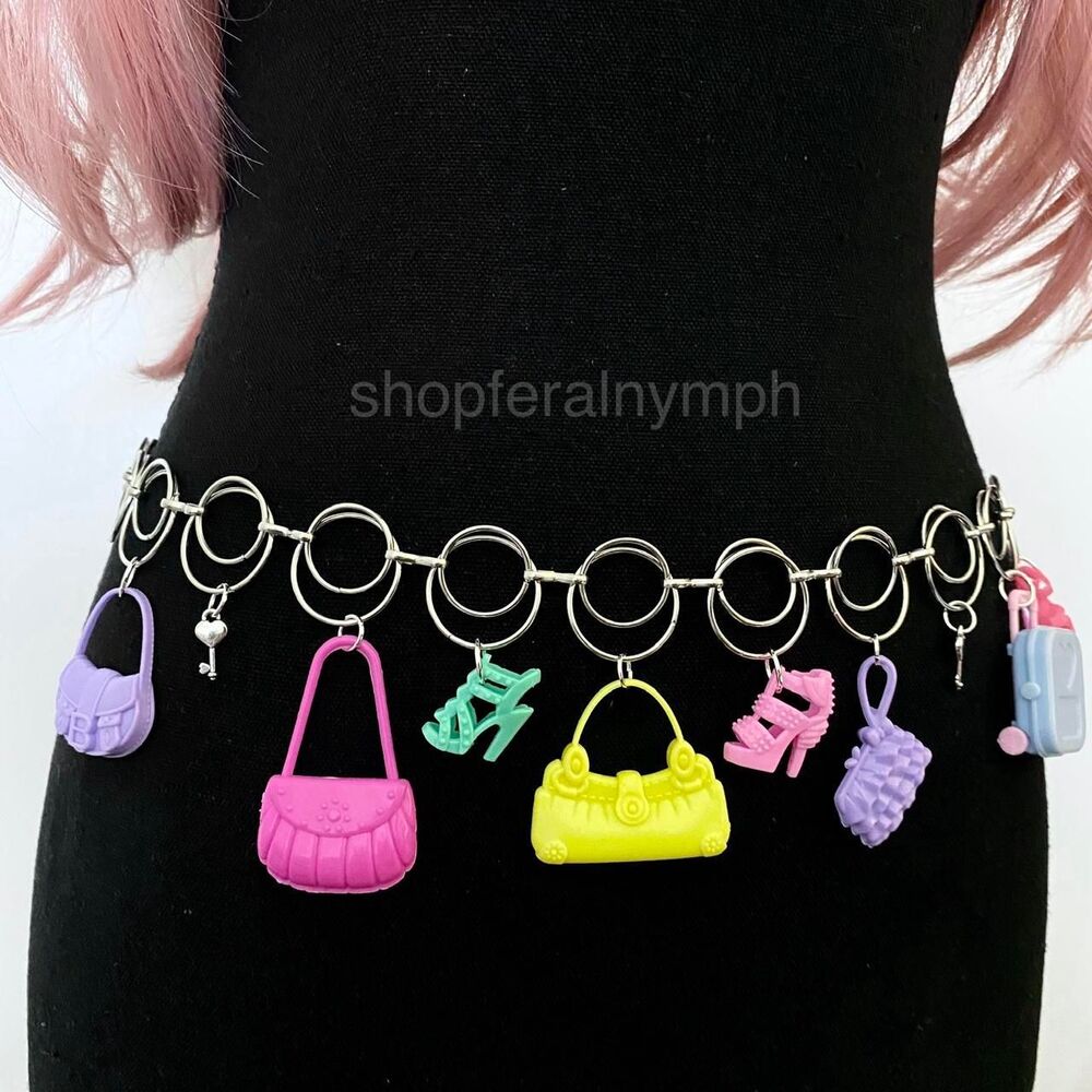 Harajuku Y2K Dopamine Dollcore Handmade Chain Belt, Fits 21-40 Inches, X7GA1408